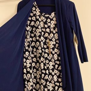 Tiffany&Grey blue and white print floral dress , S and it fits M